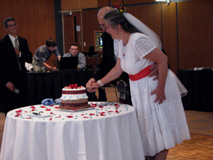 cutting the cake
