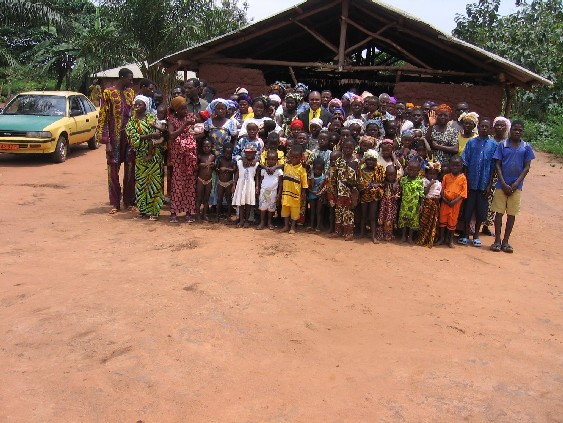 Church members with rescued children